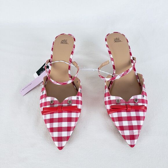 Wild Fable Coquette Gingham Kitten Heels Womens 11 Red Grommet Retro Cottage NWT - Picture 2 of 9